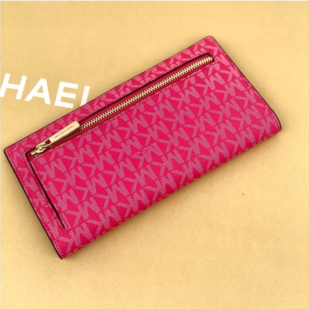 Michael Kors Reed Snap Bifold Wallet Electric Pink - Picture 2 of 11